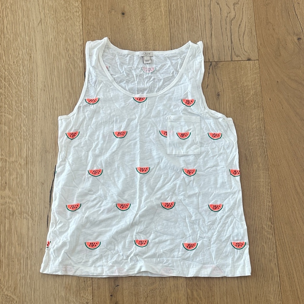 J. Crew White Tank Top with Watermelon Print L women’s